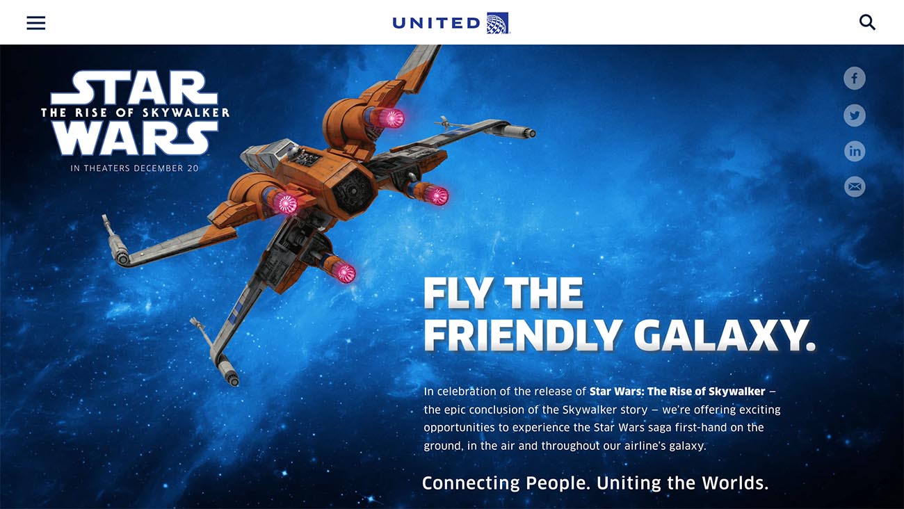 United Airlines Star Wars Partnerhship