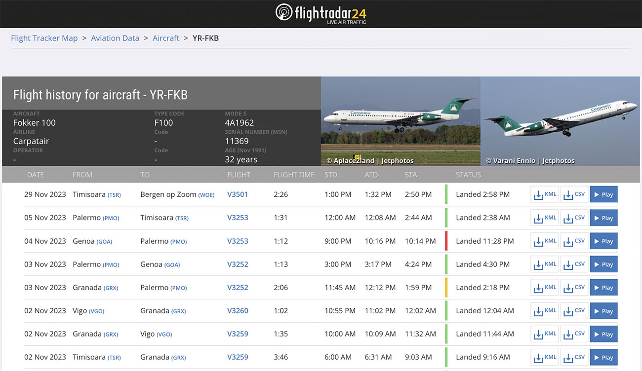 Carpatair Fokker 100's Last Flights